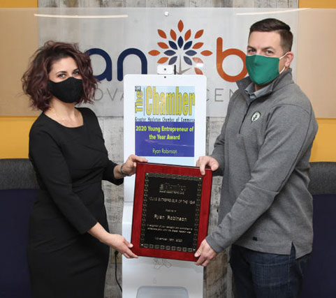 Ryan Robinson, of CAN BE tenant IntelliGreen, wins Chamber Young Entrepreneur of the Year Award
